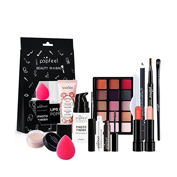 Ensemble-cadeau de Maquillage Tout-en-un Kit de Démarrage Essentiel de Maquillage Ensemble de Maquillage avec Fard à paupière