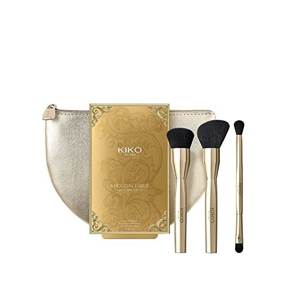 KIKO Milano A Holiday Fable Fabulous Brushes Kit | Kit De 3 Pinceaux Pour : Fond De Teint, Poudres Et Ombres À Paupières