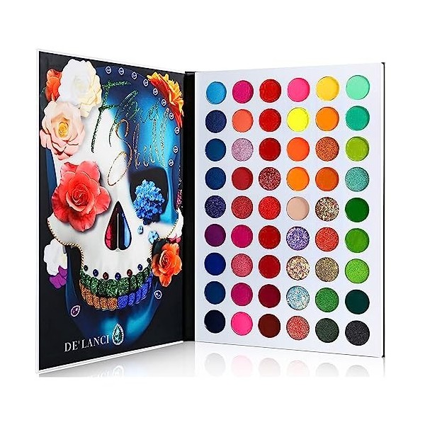 DELANCI La Catrina Makeup Pallet Professional 54 couleurs Palette de fard à paupières, hautement pigmentées Matte Shimmer Br