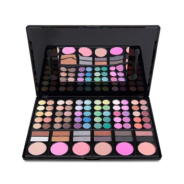 FantasyDay® 78 Couleurs Palette de Maquillage Kit avec 60 Couleurs Shimmer Matte Ultra Pigmenté Ombre à paupières Cosmétique 