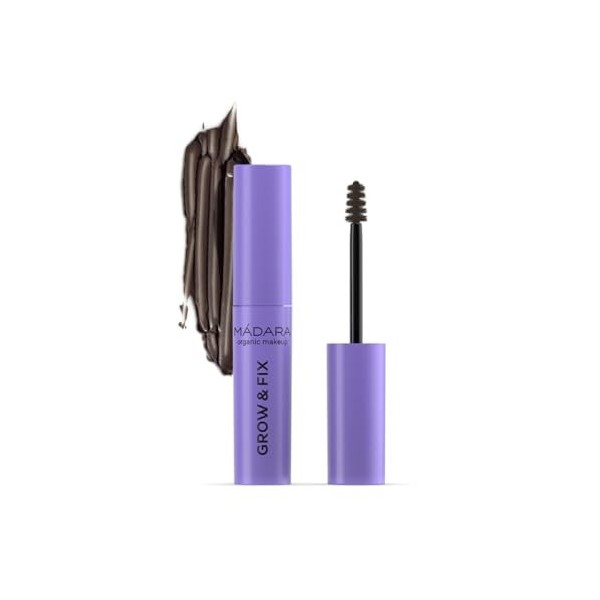 MÁDARA GROW & FIX Tinted Gel Sourcils, 4 ASH BROWN - Teint Les Sourcils Avec Des Pigments Minéraux Naturels, Ajoute Du Volume