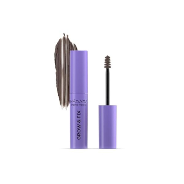 MÁDARA GROW & FIX Tinted Gel Sourcils, 4 ASH BROWN - Teint Les Sourcils Avec Des Pigments Minéraux Naturels, Ajoute Du Volume