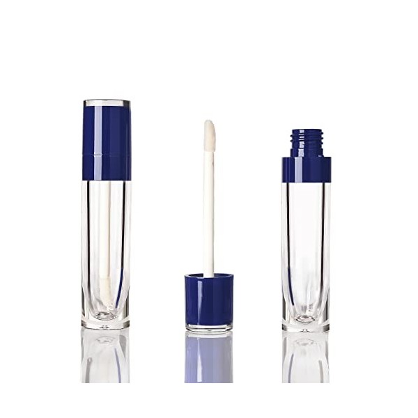 COSIDEA Lot de 25 tubes de gloss à lèvres rechargeables bleu clair 6 ml avec baguette, conteneurs ronds pour gloss à lèvres