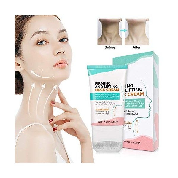 Symeas Massage du cou Roller Neck Firming Cream avec 2 en 1 Roller Massage Anti Aging Anti Wrinkle Skin Tightening Lifting Do