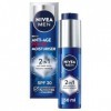 NIVEA MEN Hydratant anti-âge 2 en 1 50 ml , avec SPF 30, lumineux 630 et acide hyaluronique pour la protection solaire, la p