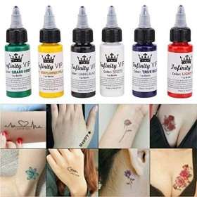 Ensemble Dencre de Tatouage, Kit Pigments 6 Couleurs 1 Oz 30 Ml Approvisionnement Tatouage pour Peau Visage Body Art Profe