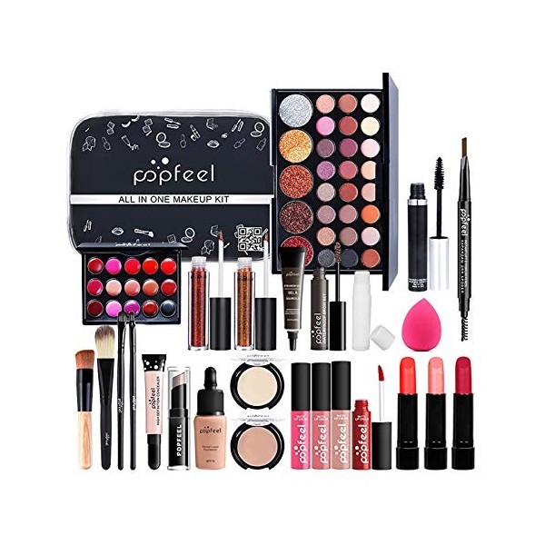 Minan 27Pcs Maquillage pour Adolescentes, Coffret Cadeau Maquillage Professionnel, Coffret Maquillage Portable pour Débutants