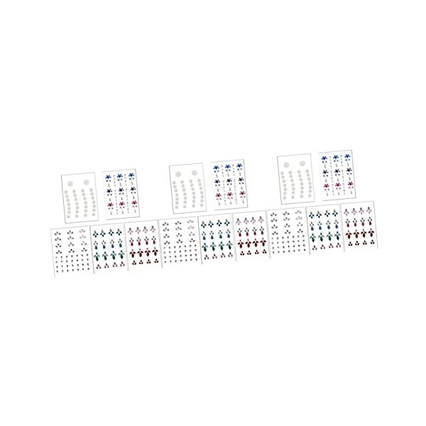 FRCOLOR Lot de 15 autocollants en cristal pour le visage - Bijoux pour les ongles - Fantaisie - Maquillage - Strass - Pour le