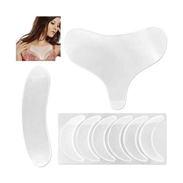 Ensemble de 8 coussinets anti-rides en silicone réutilisables, comprend des patchs oculaires pour patch décolleté pour la poi