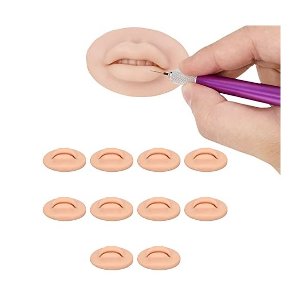 10 Pièces Lèvres De Pratique De Tatouage, Fausses Lèvres, Lèvres En Silicone 3D, Pour la Pratique du Maquillage, Fausses Lèvr