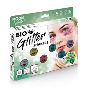 Paillettes biodégradables Eco Glitter Shakers de Moon Glitter - 100% Cosmetic Bio Glitter pour le visage, le corps, les ongle
