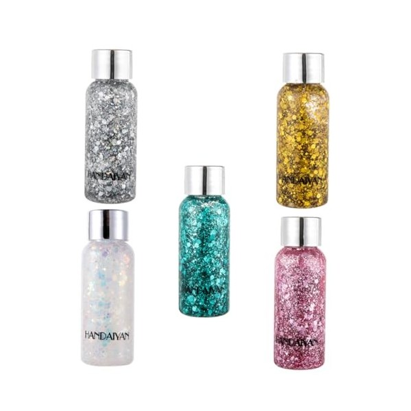 POPETPOP 5 Pièces Visage Corps Paillettes Paillettes Ombre À Paupières Nail Art Décoration Corps Gel Paillettes Coeur Décor L