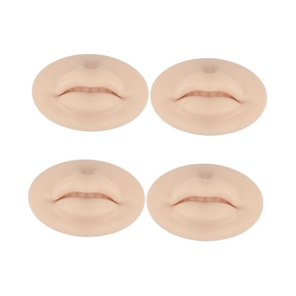 FRCOLOR Lot de 4 faux lèvres en cuir de tatouage en silicone - Modèle dentraînement des lèvres - Modèle de piercing à lèvres