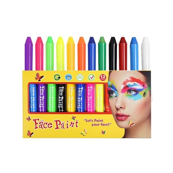 Maquillage du corps Ensemble de crayons lavables multicolores, stylo de peinture for la peau, ensemble de peinture de vacance