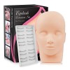 Beauty7 Mannequin Tete Presentoir Plate en Silicone avec 10 Paires Faux Cils pour Pratique Cils Extensions de Cils Maquillage