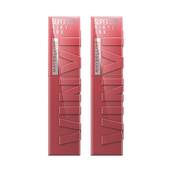 Maybelline New York SuperStay Vinyl Ink Teinte à Lèvres Couleur 35 Cheeky + SuperStay Vinyl Ink Couleur 20 Coy Bright Finish 