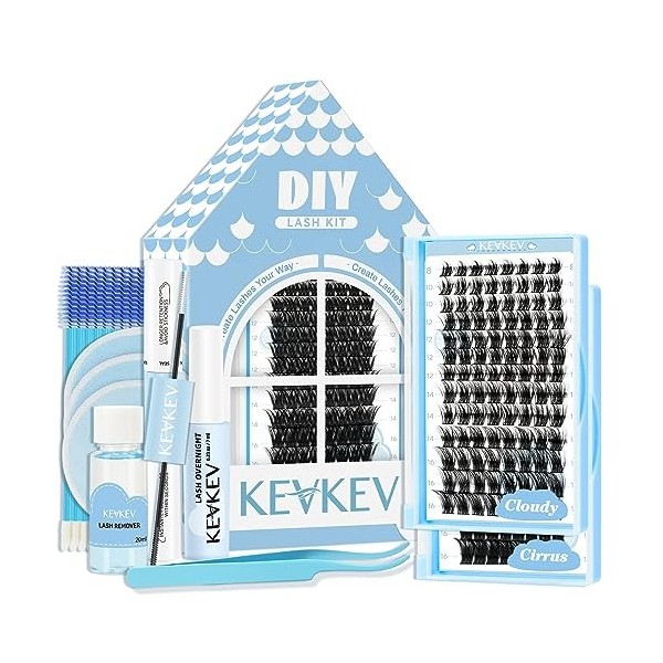 KevKev DIY Lash Extension Kit 360 Pcs Individual Lashes Cluster Lash Glue and Lash Glue Remover kit dextension de cils 20