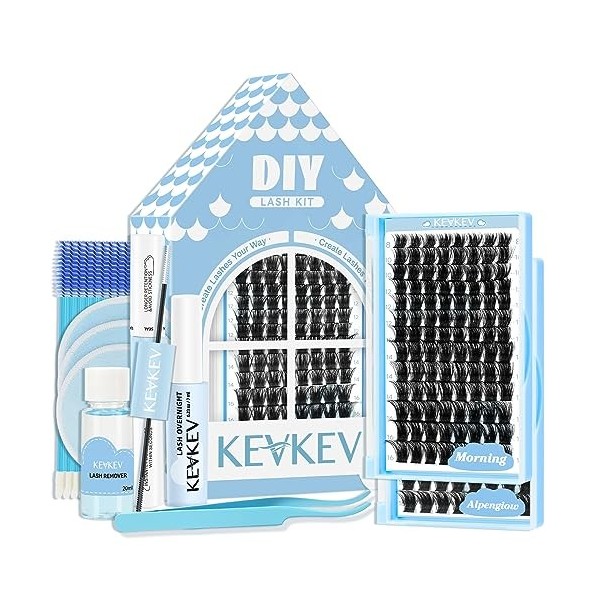 KevKev DIY Lash Extension Kit 360 Pcs Individual Lashes Cluster Lash Glue and Lash Glue Remover kit dextension de cils 20