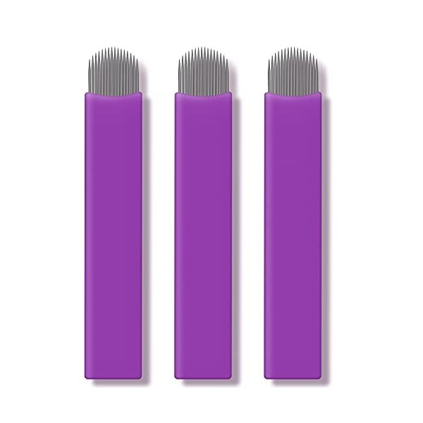 50 Pcs Violet Nano Aiguille Microblading 0.16mm Sourcil Lames Microblading De Tatouage 16U 18U 12 Pente 18 Pente 16U 