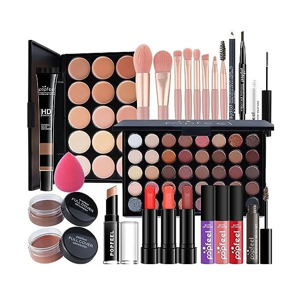 20Pcs Kit de maquillage Complet, Polyvalent Ensemble de Cosmétique avec Fard à Paupières Palette Correcteur Fard à Joues Roug