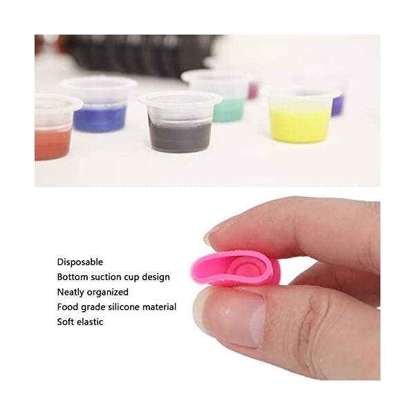 300pcs Tasse Dencre de Tatouage Jetable Silicone Tatouage Pigment Tasse Sourcil Eyeliner Lèvre Couleur Pigment Tasse, Fond V