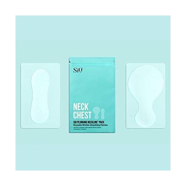 SiO Beauté décolleté plongeant – Patchs de lissage réutilisables en silicone pour le cou et la poitrine SkinPad + Collier 