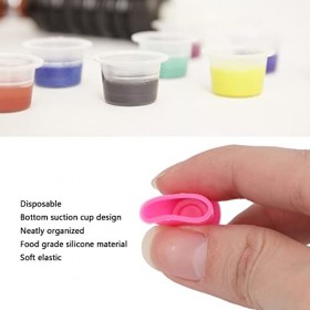 300pcs Cup Tatouage Tattoo Ink Cup, Caps Encre Tattoo Godet Tatouage Jetable Silicone Tattoo Pigment Cup Couleur Caps Sourcil