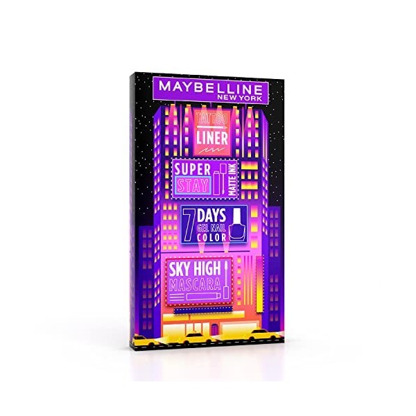 Maybelline New York - Coffret Building : Mascara Sky High, Tattoo Liner, Superstay Matte Ink, Vernis à ongles Superstay