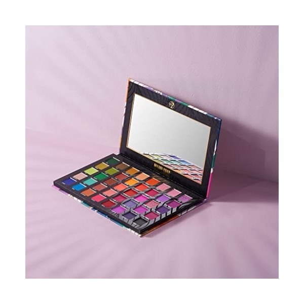 W7 W7 Cosmetics Mardi Gras Palette de pigments pressés | 40 couleurs : rose, vert, orange, rouge, métallique | Maquillage arc