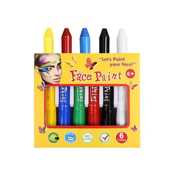 Kit de peinture faciale Ensemble de crayons lavables multicolores, stylo de peinture for la peau, ensemble de peinture de vac