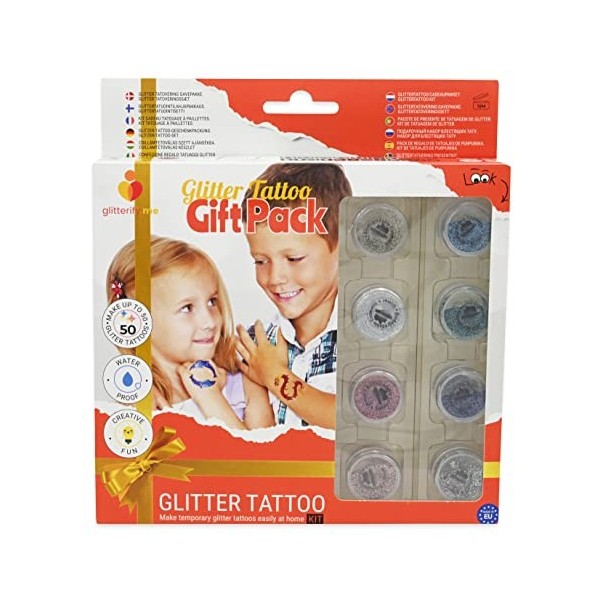 Glitterify Me Kit Cadeau Tatouage à Paillettes – Kit Tatouage à Paillettes – Fabriqué en UE, Qualité cosmétique, Biodégradabl