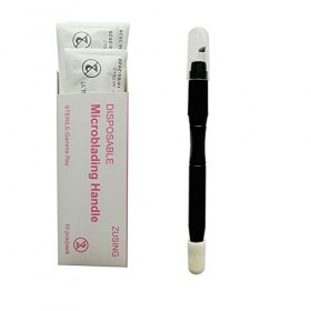 ZUSING Stylos Microblading Jetables Très Pointus 12 Aiguilles Et Pinceau Pigmentaire Microblading Pen Jetable 10pcs/pack Noi