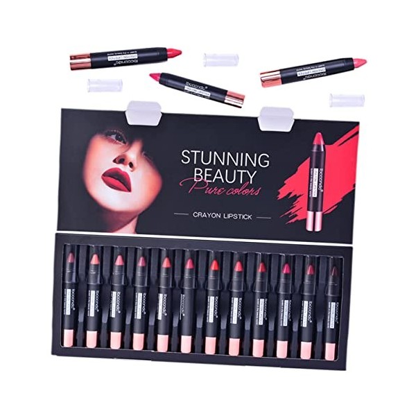 DOITOOL 12 Pièces Ensemble Rouge À Lèvres Liquide Tache Pour Les Lèvres Brillant À Lèvres Brillant Costumes Pour Dames Maquil