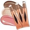 Ofanyia 3Pcs Highlighter & Blush & Contour Beauty Wand, Liquid Face Concealer Contouring with Cushion Applicator, Natural Mat