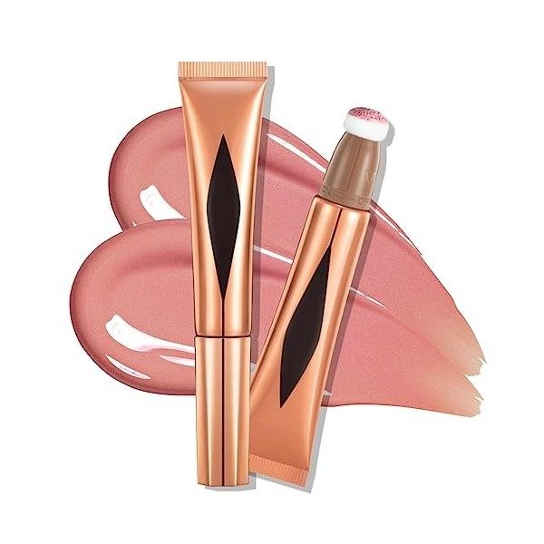 Ofanyia 3Pcs Highlighter & Blush & Contour Beauty Wand, Liquid Face Concealer Contouring with Cushion Applicator, Natural Mat