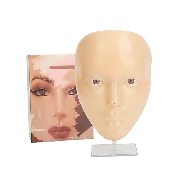 Tableau de Visage de Pratique de Maquillage 5D, Mannequin de Maquillage en Silicone Complet Réutilisable avec Support pour la