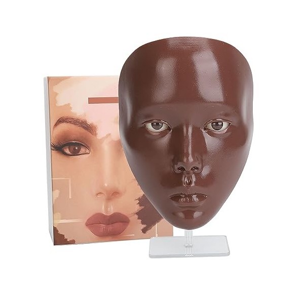 Tableau de Visage de Pratique de Maquillage 5D, Mannequin de Maquillage en Silicone Complet Réutilisable avec Support pour la