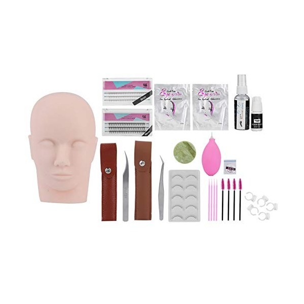 Kits dextension de cils débutants, modèle de tête de formation Outil de trousse de pratique pour les extensions de faux cils