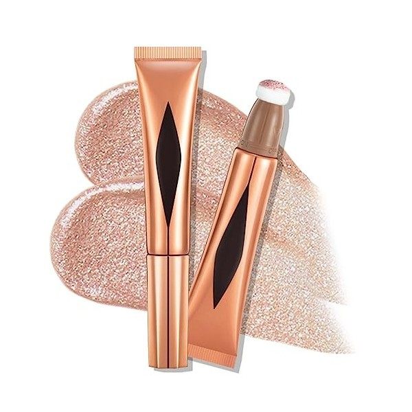 Ofanyia 3Pcs Highlighter & Blush & Contour Beauty Wand, Liquid Face Concealer Contouring with Cushion Applicator, Natural Mat