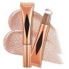 Ofanyia 3Pcs Highlighter & Blush & Contour Beauty Wand, Liquid Face Concealer Contouring with Cushion Applicator, Natural Mat