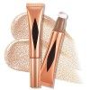 Ofanyia 3Pcs Highlighter & Blush & Contour Beauty Wand, Liquid Face Concealer Contouring with Cushion Applicator, Natural Mat