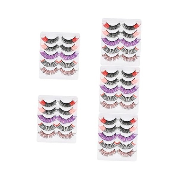 POPETPOP 3 Boîtes De Cils Colorés Cils Complets Cils De Beauté Cils Noirs Réutilisables Cils Cils Vifs Adhésif Imitation 3D E