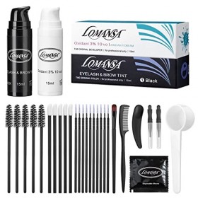 Lomansa teinture de cils et sourcils noir kit de teinte de stratification des sourcils ensemble de teinture des sourcils duré