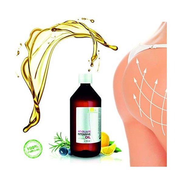 Huile Anti Cellulite 100% Naturelle aux Huiles Essentielles de Citron, Romarin et Cannelle Pénètre 6 FOIS plus profondément e