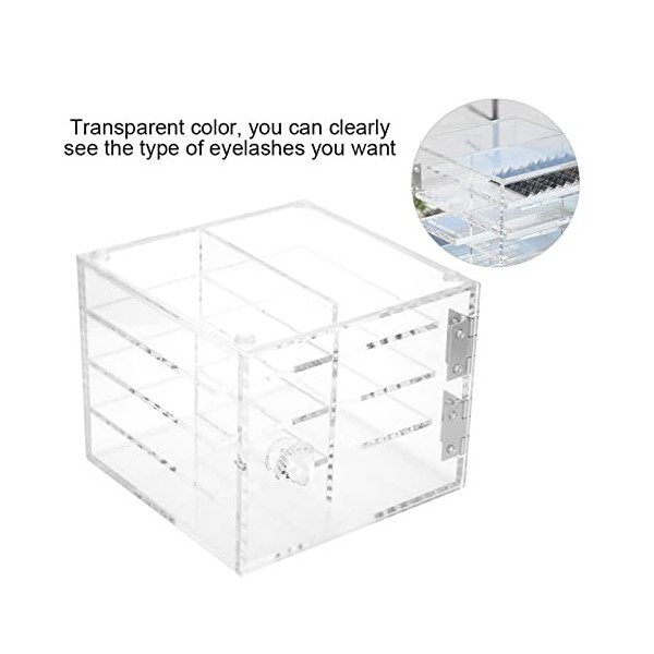 Organiseur de maquillage transparent, boîte de rangement pour extensions de cils, 8 couches, boîte de rangement pour faux cil