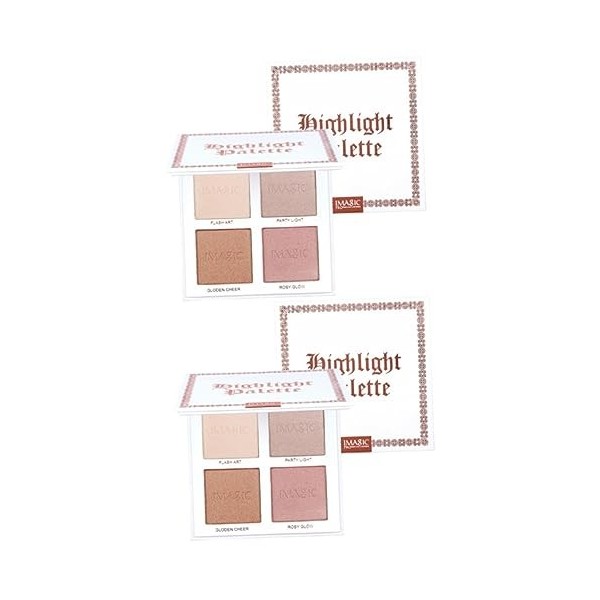 POPETPOP 2 Pièces 4 Poudre Éclairante Pour Le Visage Palette De Maquillage DOmbrage Poudre Beauté Mélangeur Surligneur Poudr