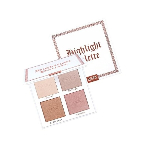 POPETPOP 2 Pièces 4 Poudre Éclairante Pour Le Visage Palette De Maquillage DOmbrage Poudre Beauté Mélangeur Surligneur Poudr