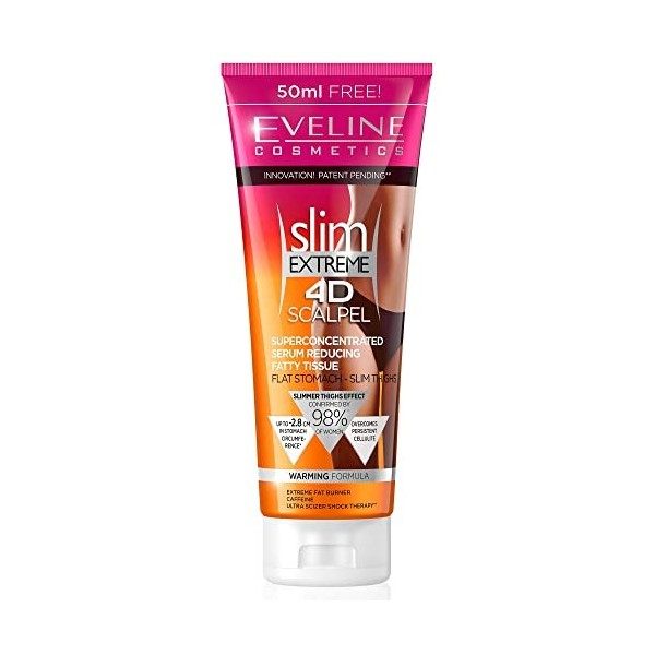Eveline Cosmetics Slim Extreme 4D Scalpel Crème Minceur Concentrée Brûleur De Graisse Rapide Pour Femme | 250 ml | Éliminateu