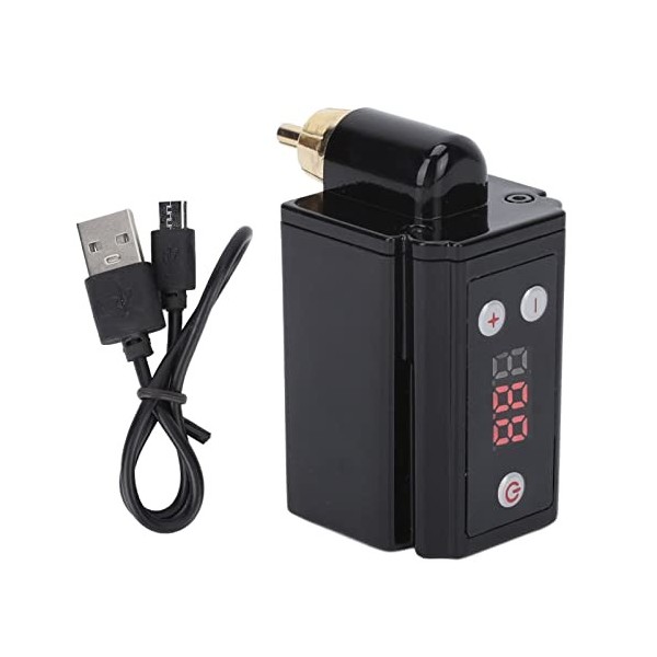 Alimentation de Tatouage, Alimentation Rechargeable par USB Longue Endurance pour Machine à Tatouer avec écran LCD Numérique,