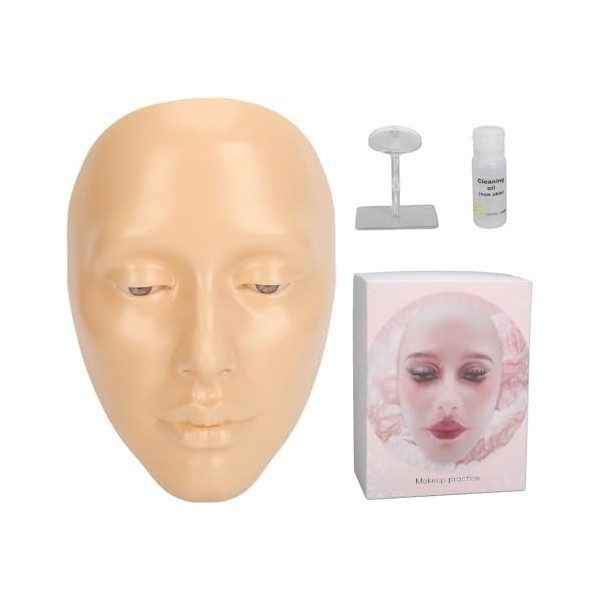 Planche de Pratique de Maquillage pour le Visage, Mannequin en Silicone Réutilisable 5D avec Support et Kit de Maquillage à L